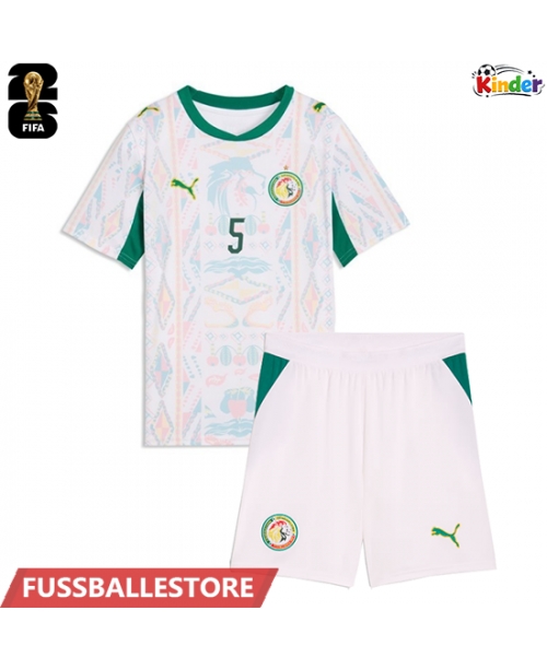 Günstige Senegal Idrissa Gueye #5 Heimtrikotsatz Kinder WM 2026 Kurzarm (+ Kurze Hosen)